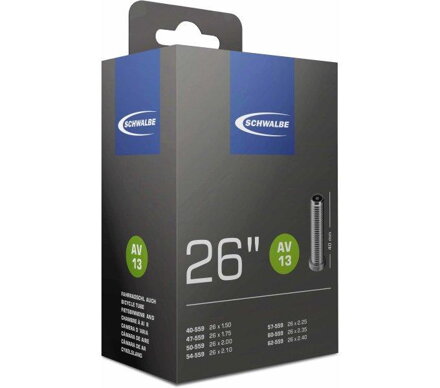 SCHWALBE Cameră AV13 26x1.50/2.50 40mm (40/62 559) 190g cameromat 