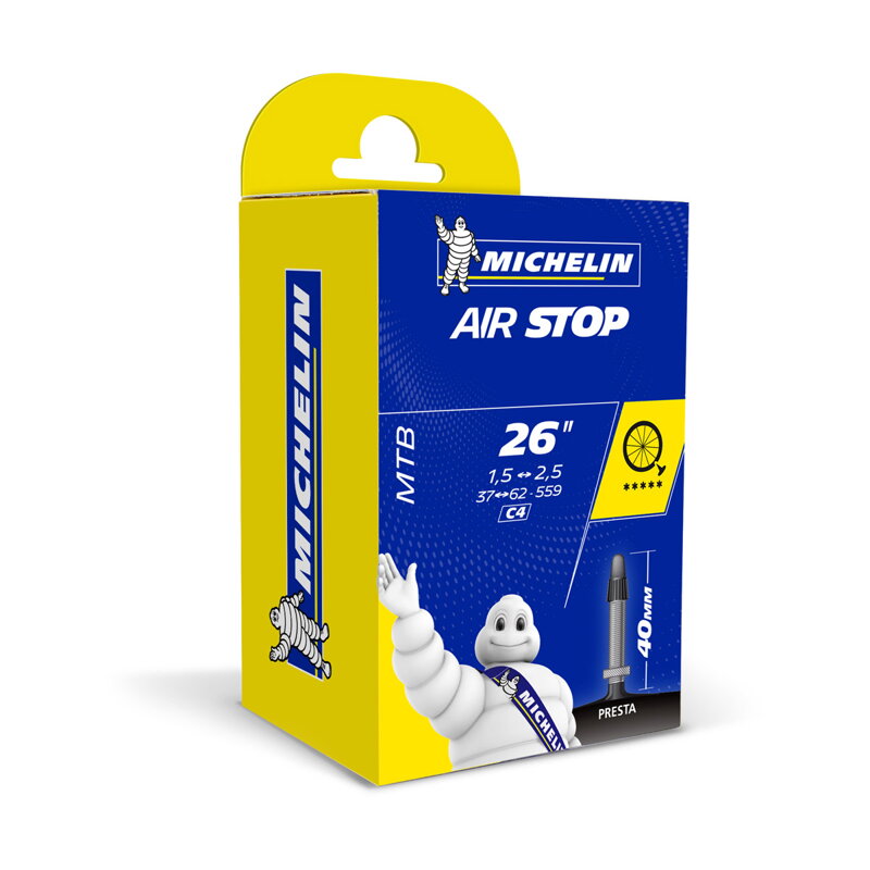MICHELIN Duša C4 26x1.45/2.60 (37/62-559) FV 40mm 196g MICHELIN Duša C4 26x1.45/2.60 (37/62-559) FV 40mm 196g